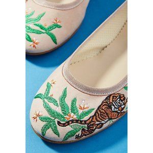 Ballerina Easy Tiger Flats Italian Pink Suede Embroidered Flats Womens Size 37